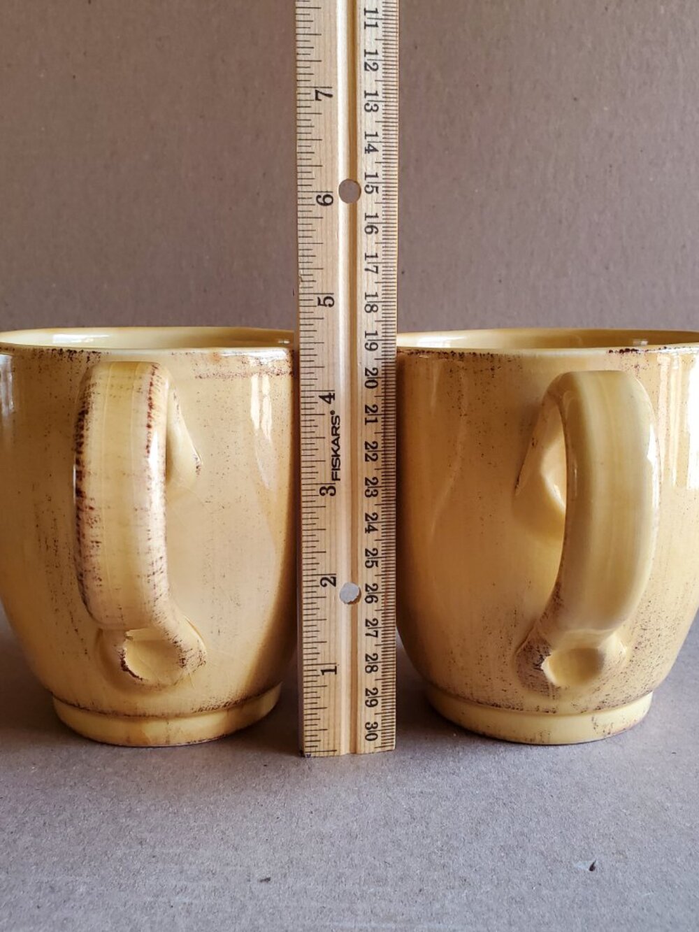 Pier 1 Toscana Gold Mugs Handpainted Earthenware Cups Italy Set of 2 Large - Picture 10 of 11